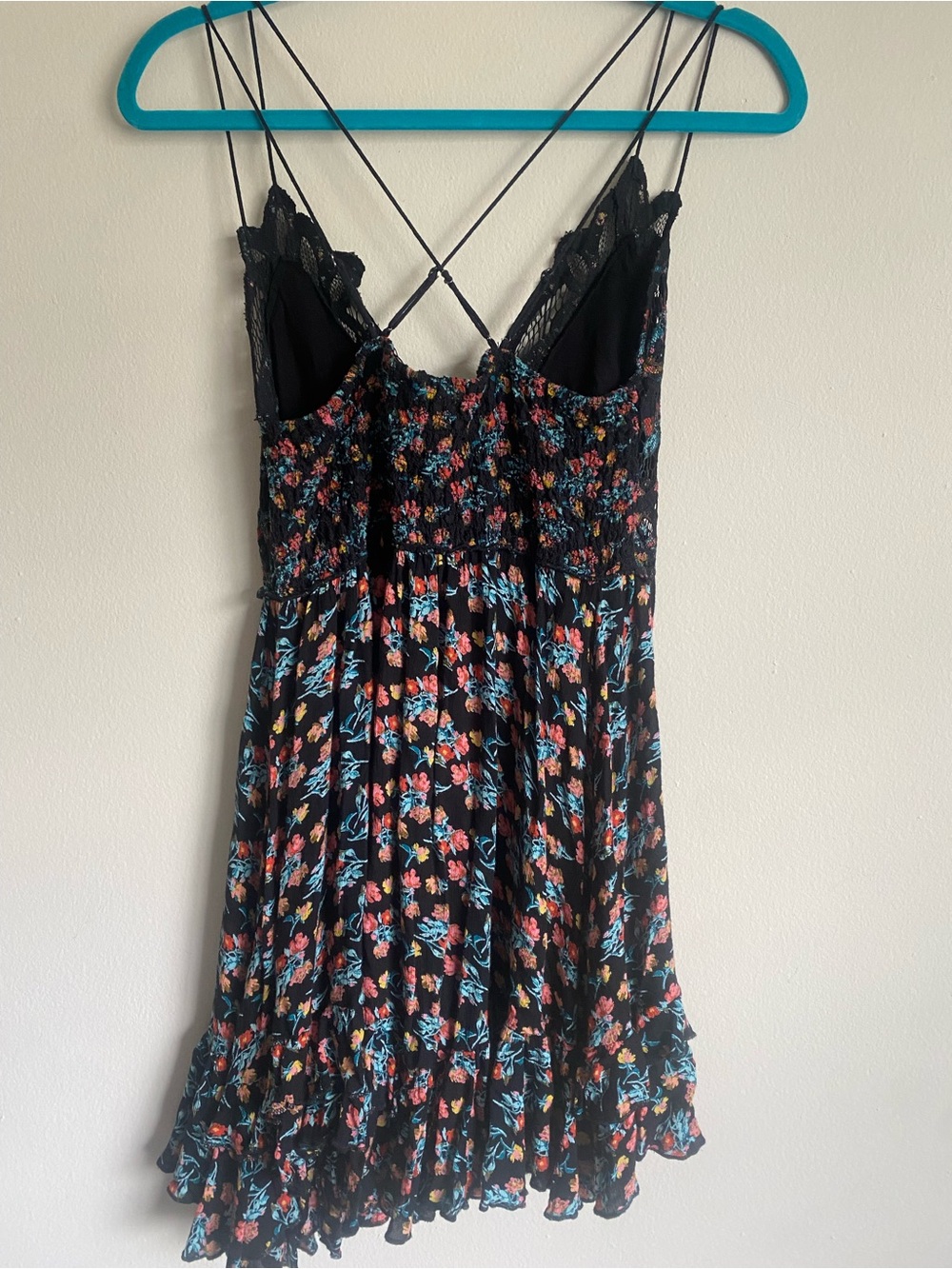 Free People Adella Floral Lace Mini Dress Black XS - Picture 8 of 14